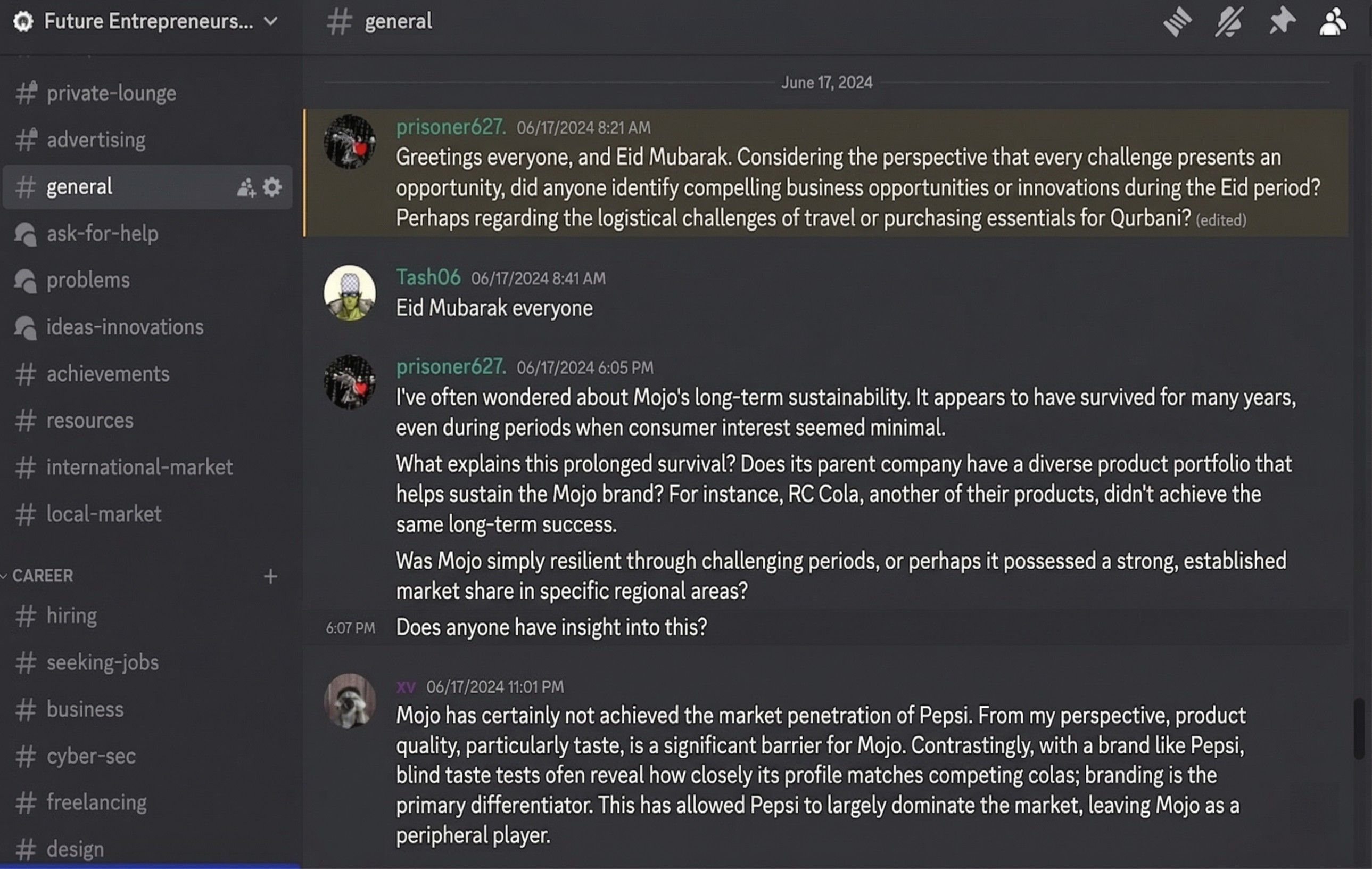 Discord General chat for Future Entrepreneurs Bangladesh